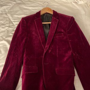 Mens ASOS 36S Burgundy Velvet Casual Jacket Blazer Small/XS